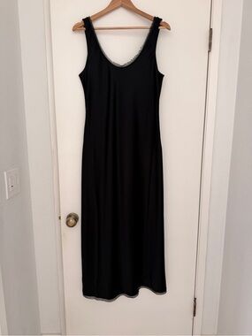 La Ligne Black Sleeveless Midi Slip Dress